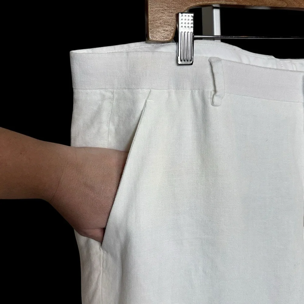 Murano Baird McNutt Linen Pants Mens 38X30 White Minimalist Luxury Coastal Beach
